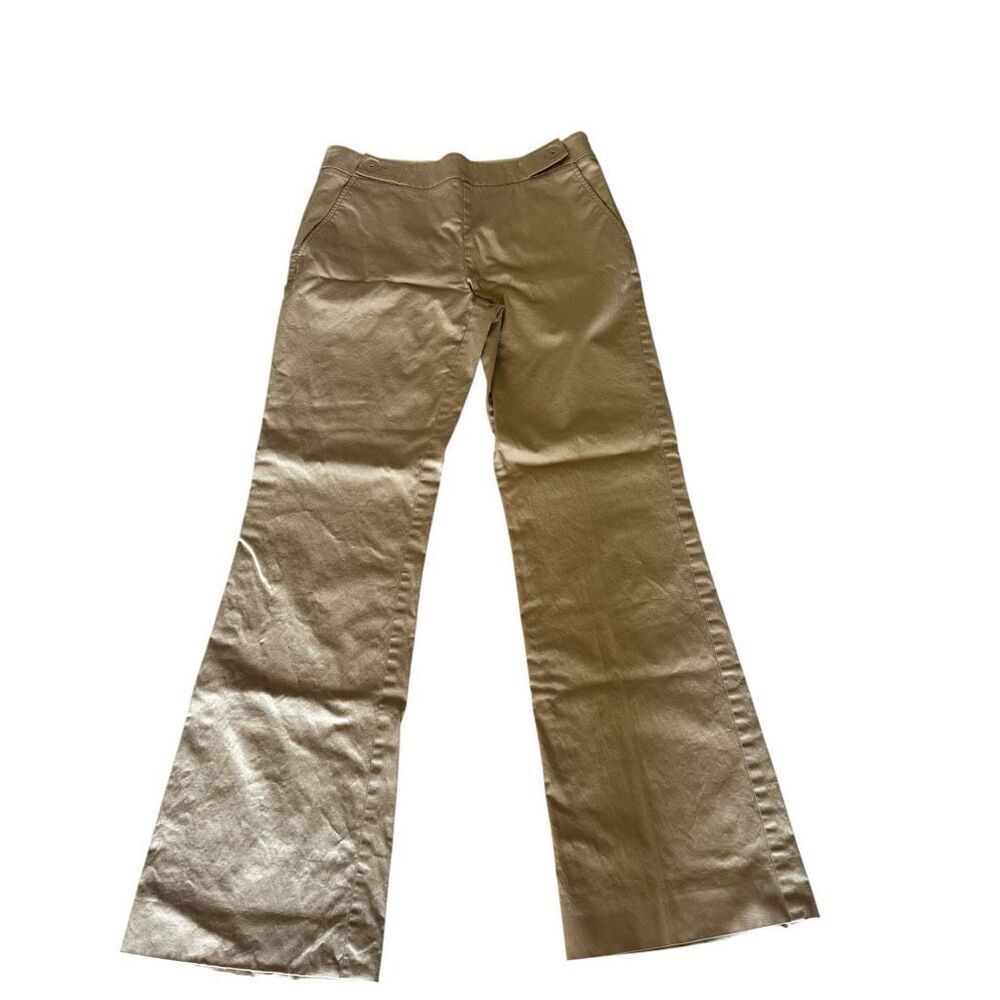 Tory Burch khaki beige pants straight leg mid rise casual work SZ 6 #2419
